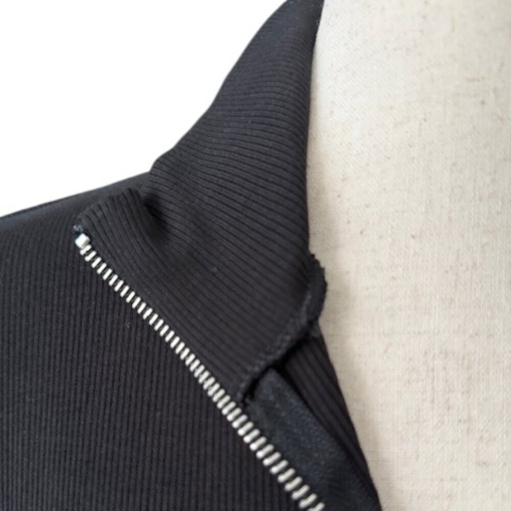 Zara Black Ribbed Quarter Zipper Front Turtleneck Long Sleeve Bodysuit Lrg NWOT - Picture 14 of 16